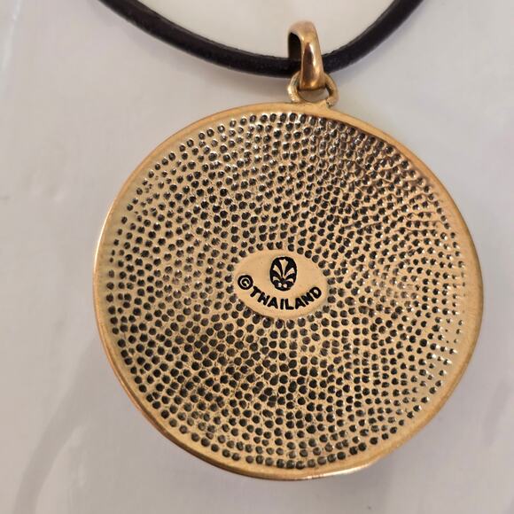 Barse Thailand Pendant Necklace Women's Antiqued Brass Medallion Polished Boho - Picture 7 of 12